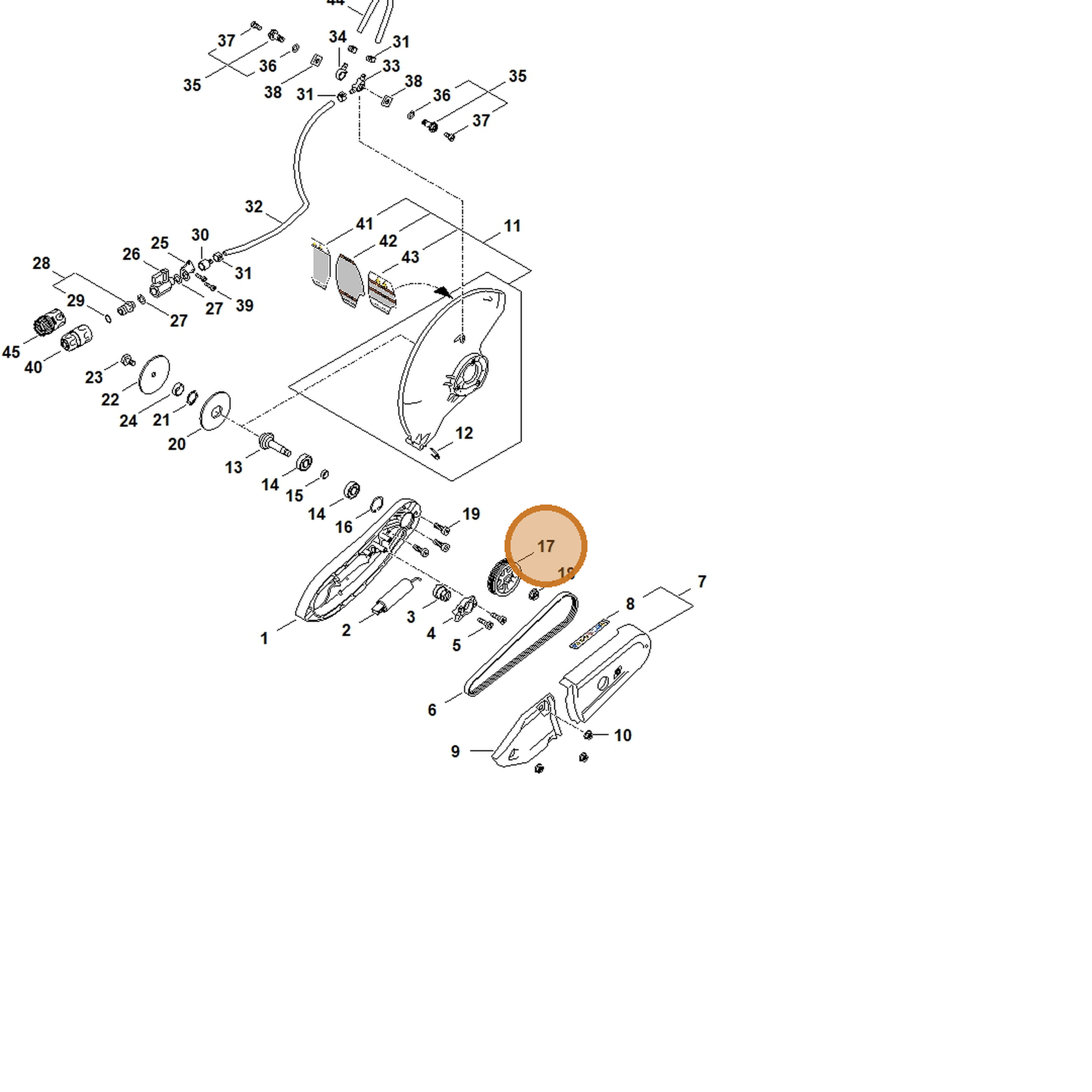 STIHL part TA02-764-8510 — IPL diagram snippet (6x zoom, amber highlight)