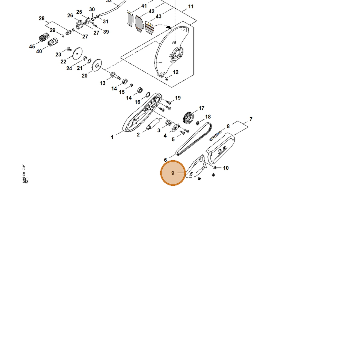 STIHL part TA02-790-5100 — IPL diagram snippet (6x zoom, amber highlight)