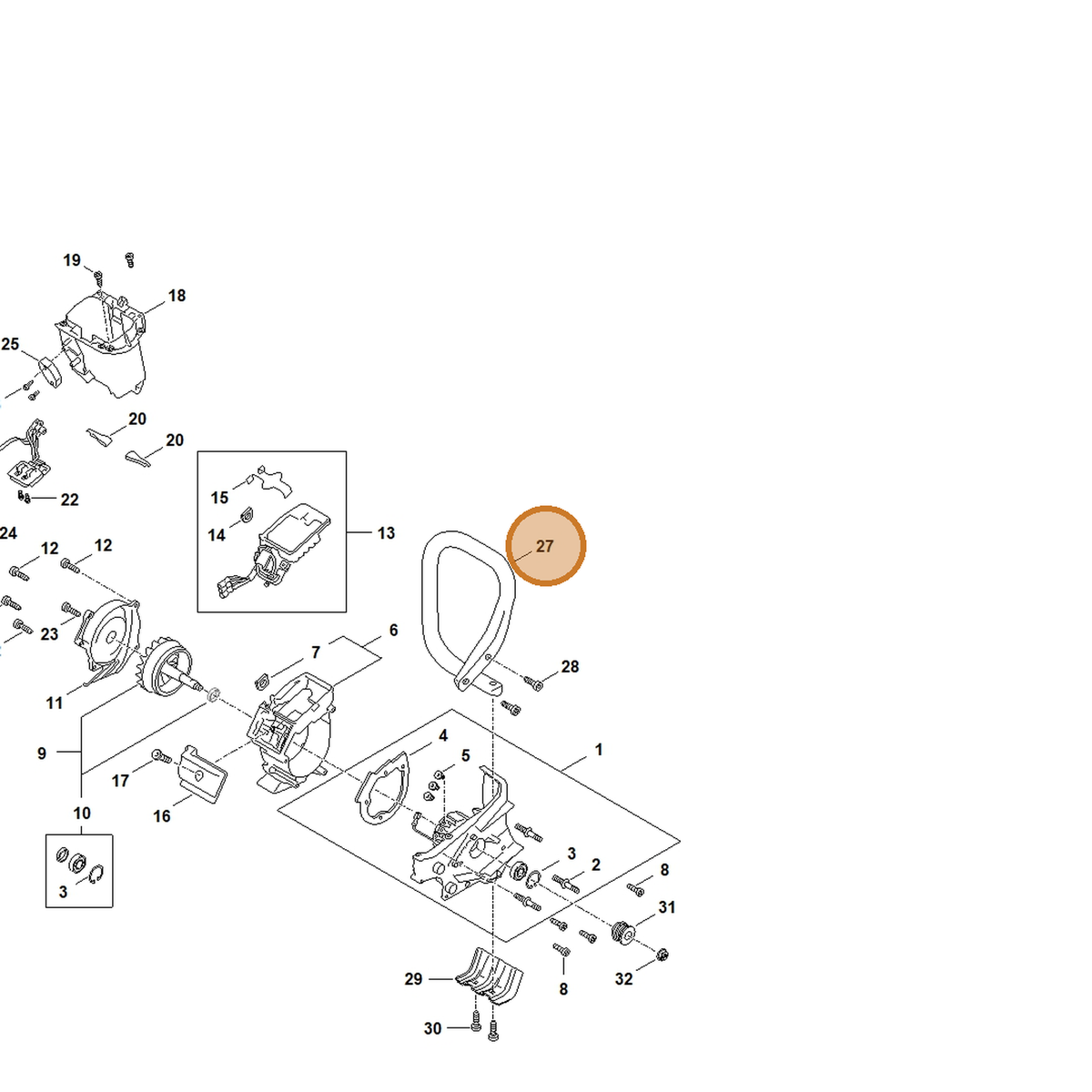 STIHL part TA02-791-1700 — IPL diagram snippet (6x zoom, amber highlight)