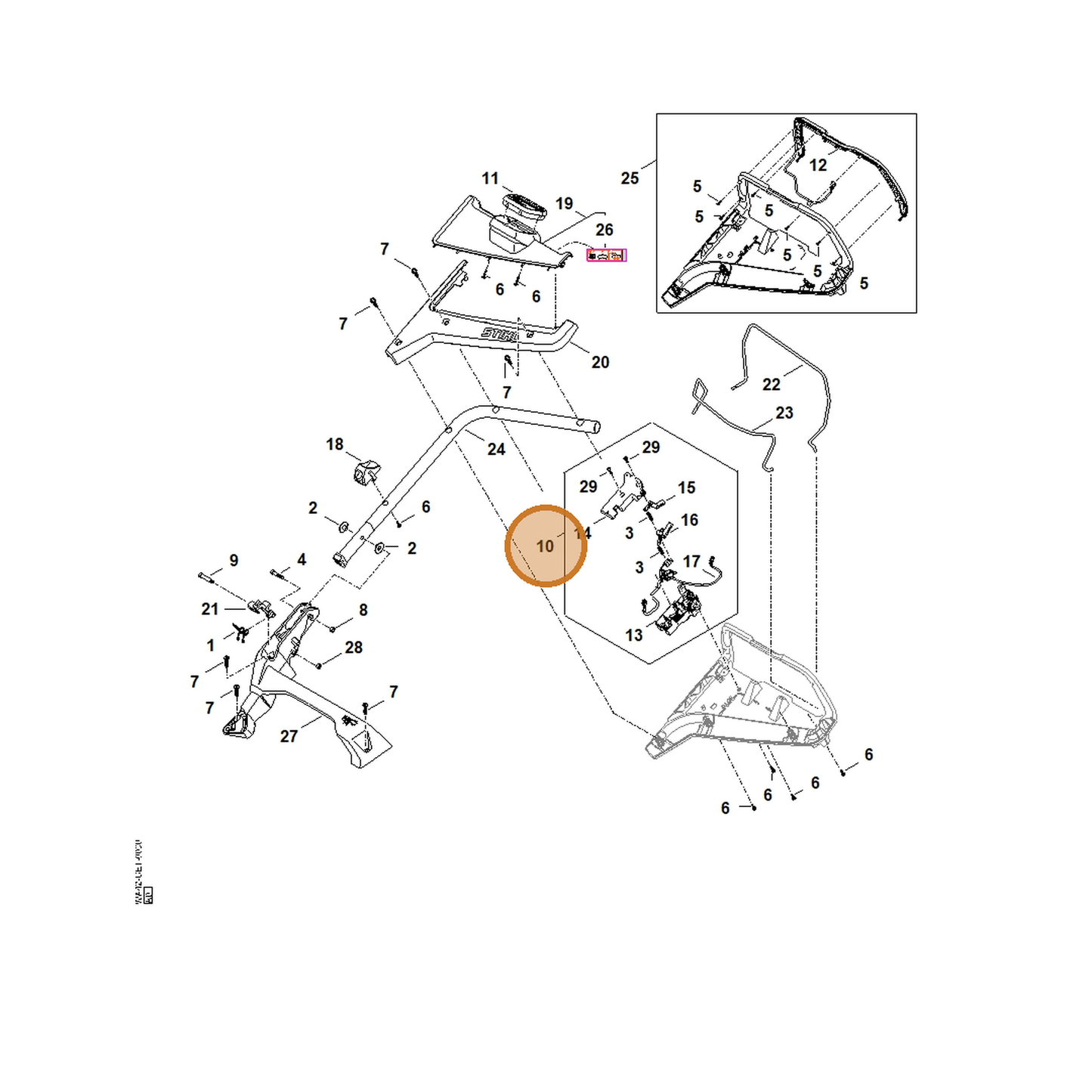 STIHL part WA41-430-1100 — IPL diagram snippet (6x zoom, amber highlight)