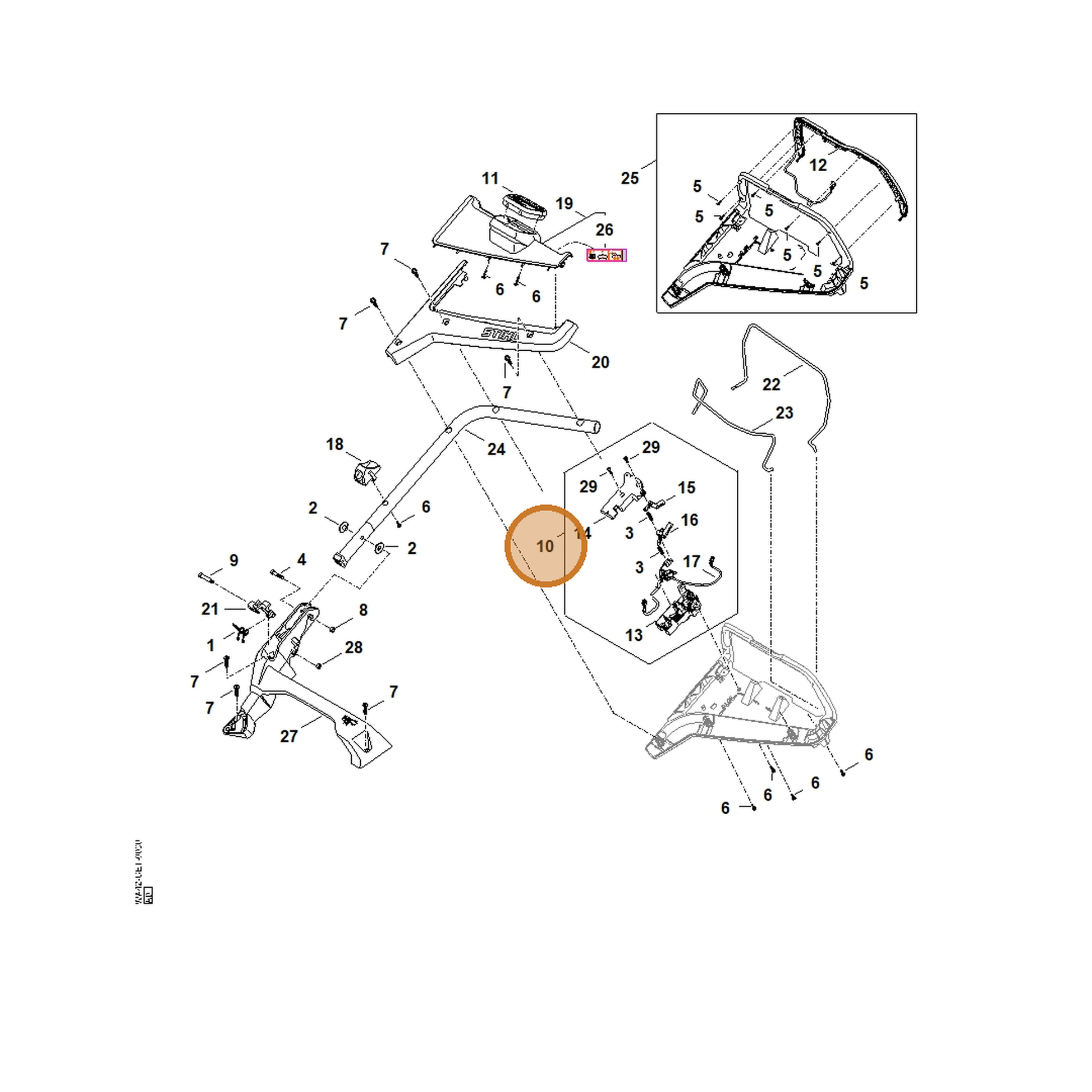 STIHL part WA41-430-1100 — IPL diagram snippet (6x zoom, amber highlight)