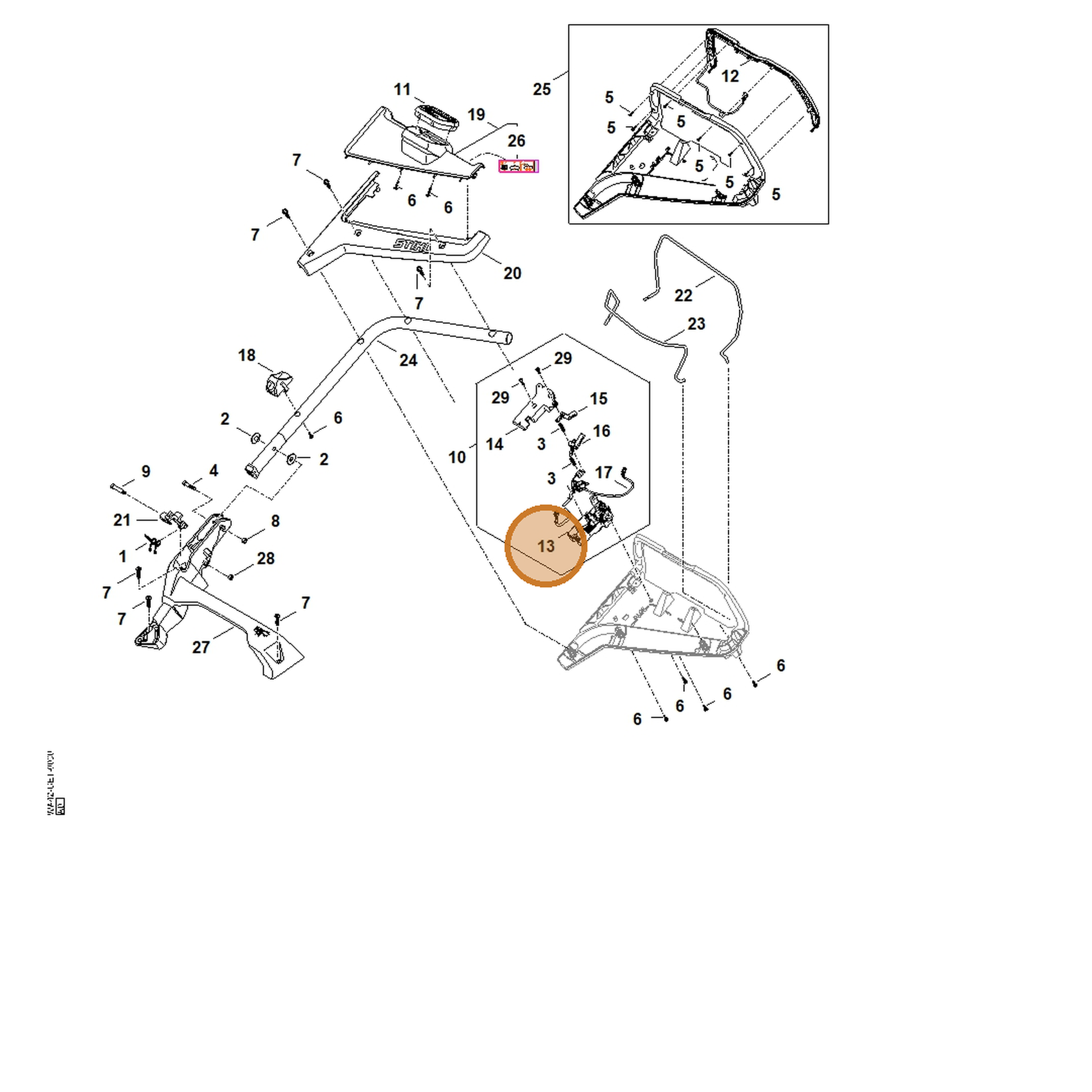 STIHL part WA41-432-5000 — IPL diagram snippet (6x zoom, amber highlight)