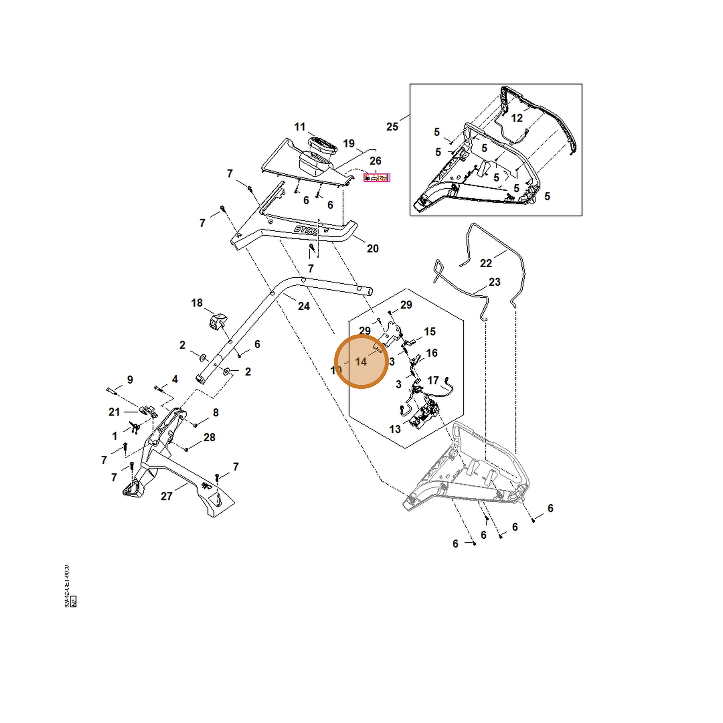 STIHL part WA41-432-5100 — IPL diagram snippet (6x zoom, amber highlight)