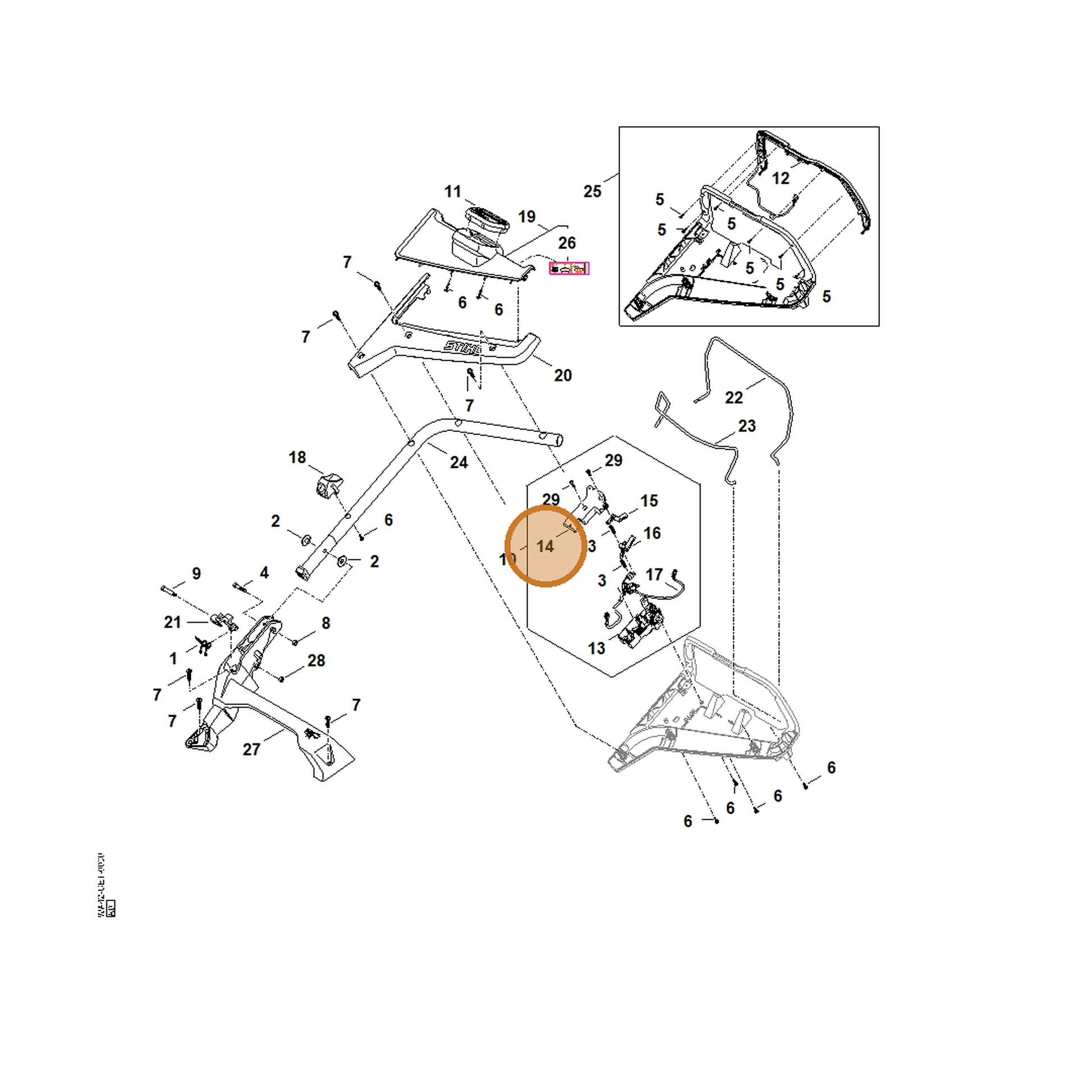 STIHL part WA41-432-5100 — IPL diagram snippet (6x zoom, amber highlight)