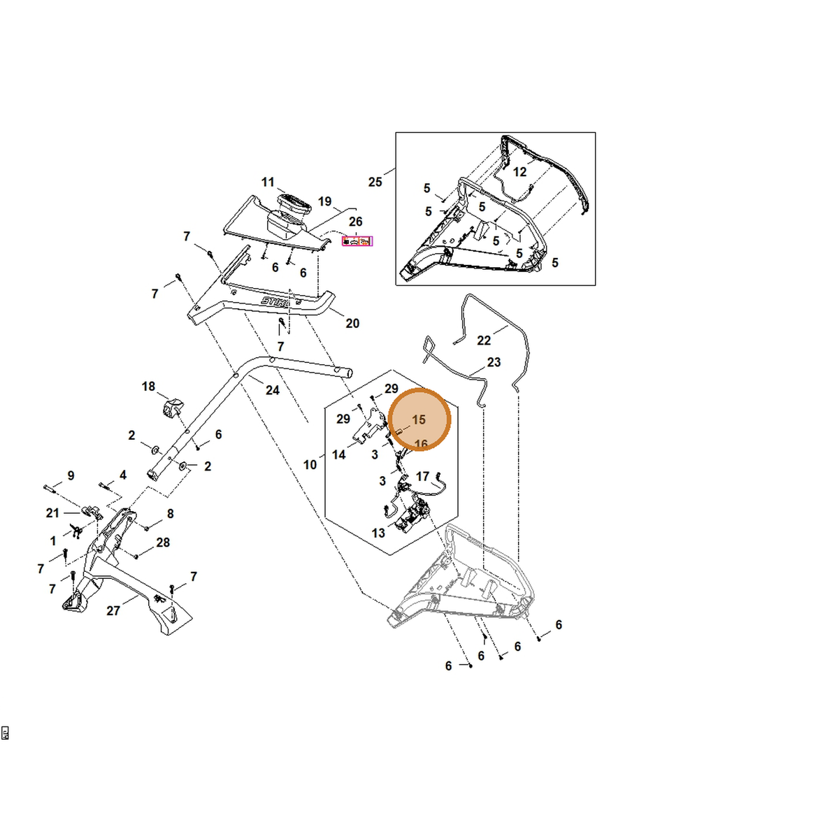 STIHL part WA41-435-2400 — IPL diagram snippet (6x zoom, amber highlight)