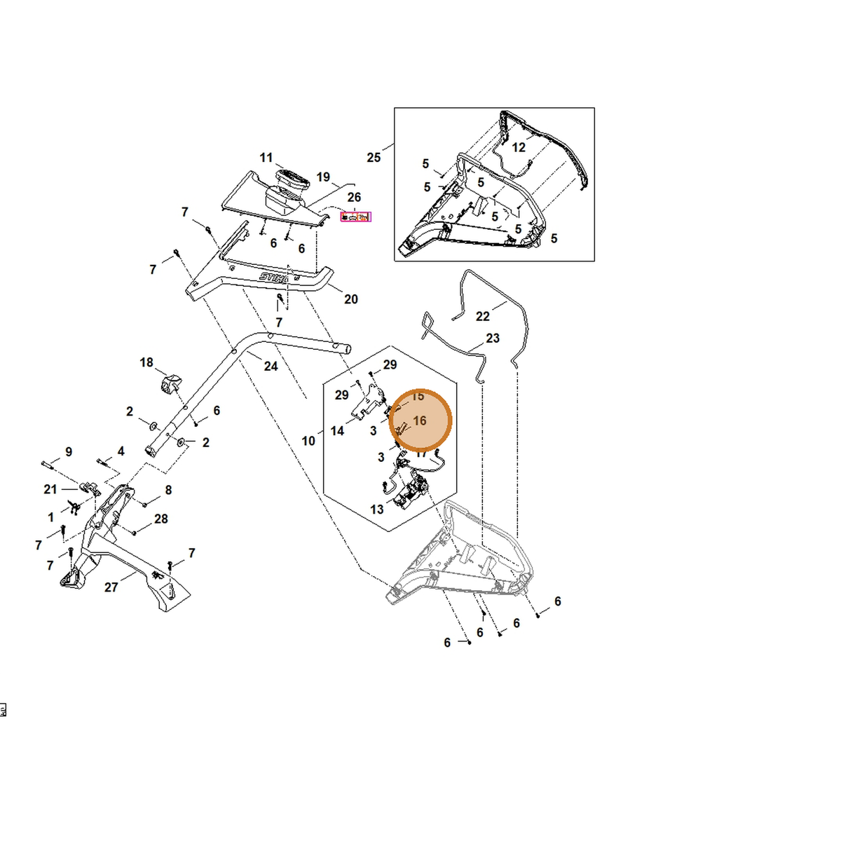 STIHL part WA41-435-2405 — IPL diagram snippet (6x zoom, amber highlight)