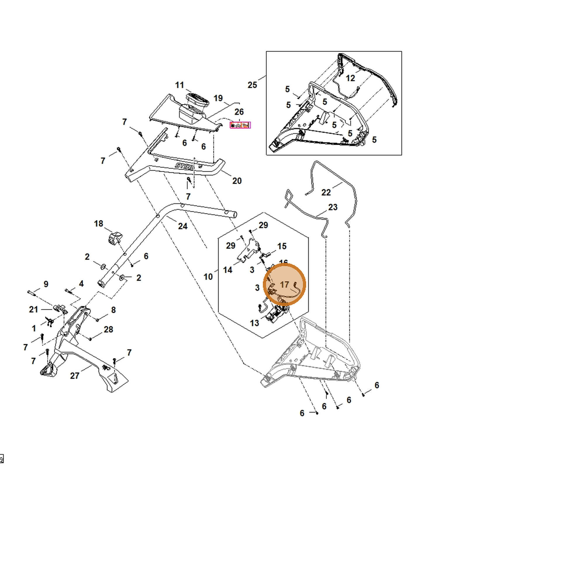 STIHL part WA41-440-3001 — IPL diagram snippet (6x zoom, amber highlight)