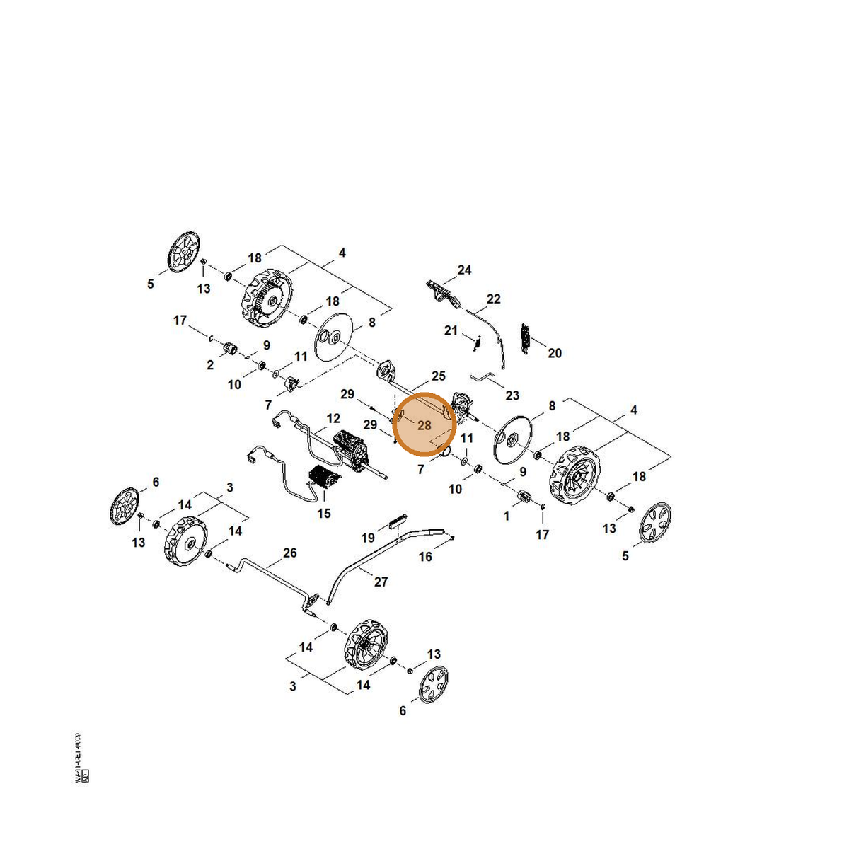 STIHL part WA41-641-7100 — IPL diagram snippet (6x zoom, amber highlight)