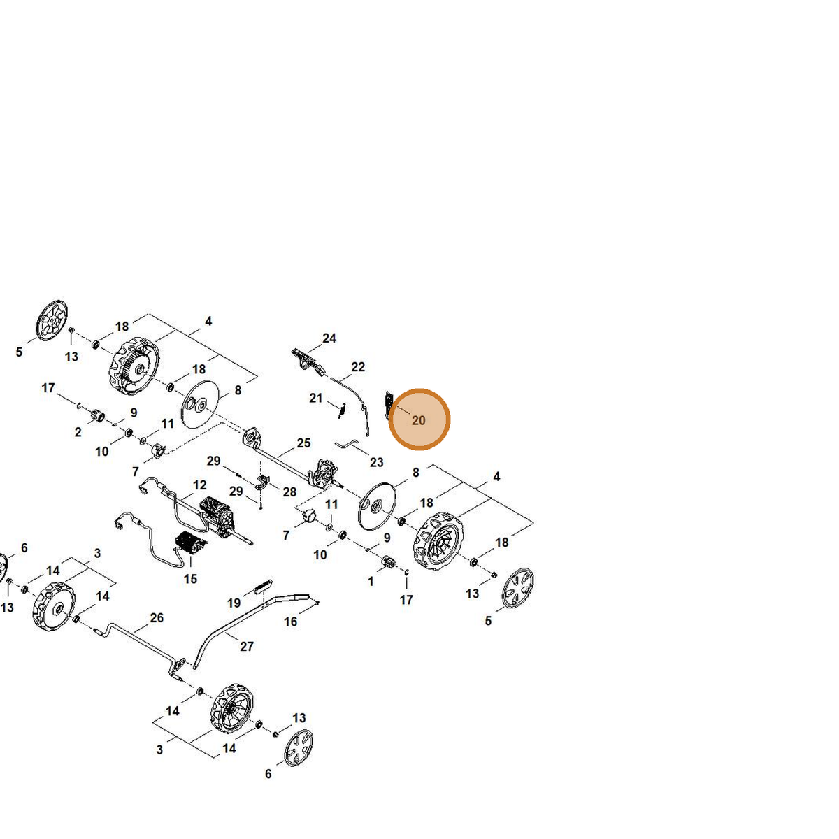 STIHL part WA41-703-5100 — IPL diagram snippet (6x zoom, amber highlight)