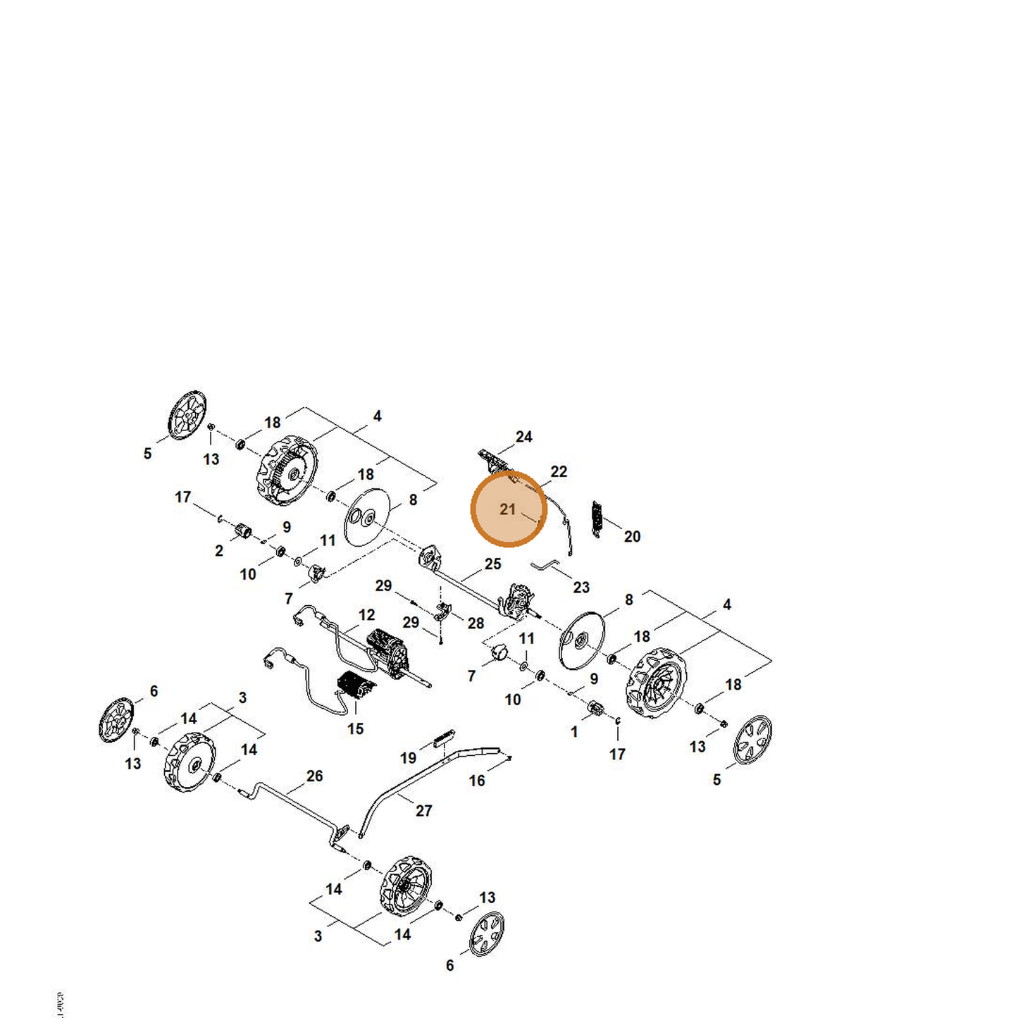 STIHL part WA41-703-5105 — IPL diagram snippet (6x zoom, amber highlight)