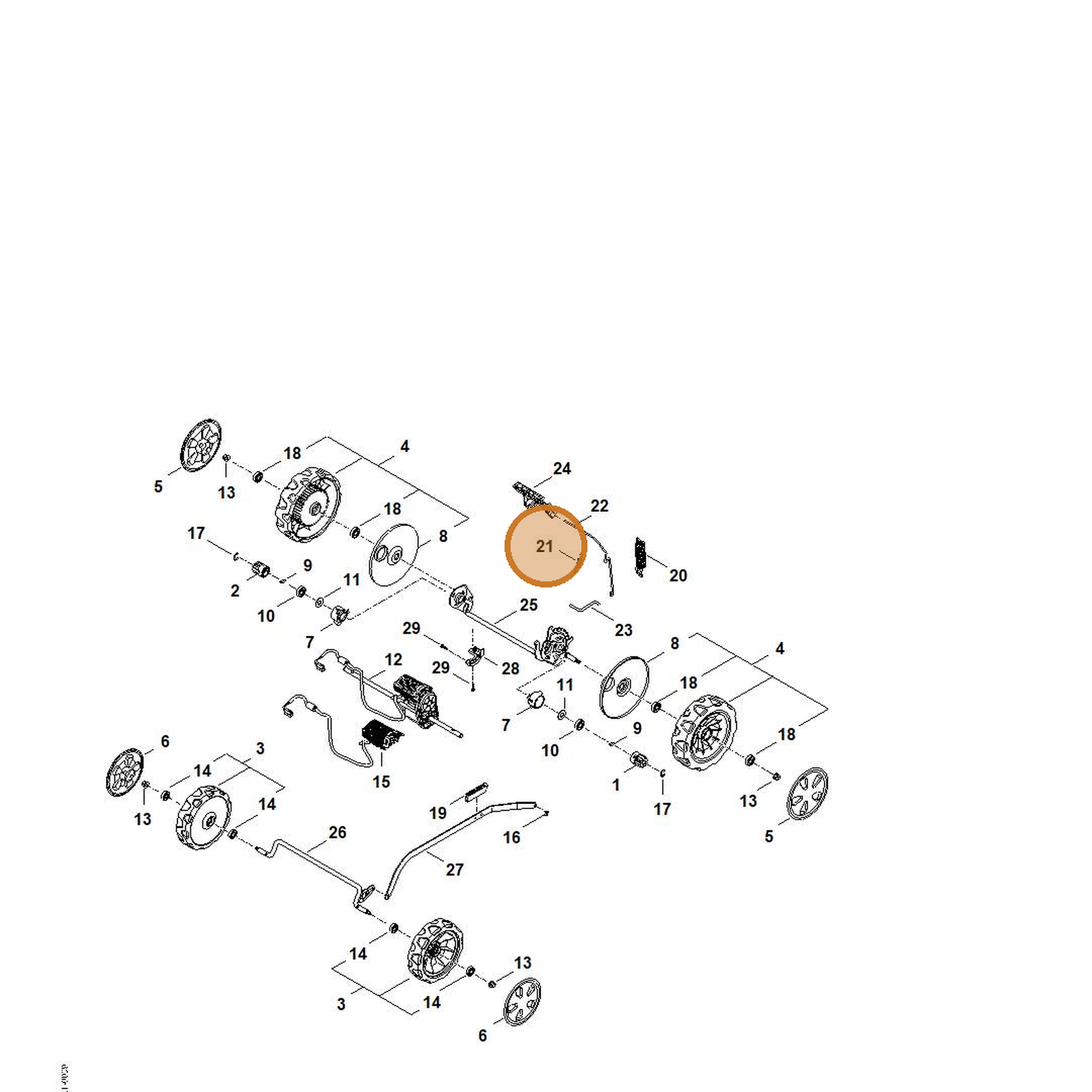 STIHL part WA41-703-5105 — IPL diagram snippet (6x zoom, amber highlight)