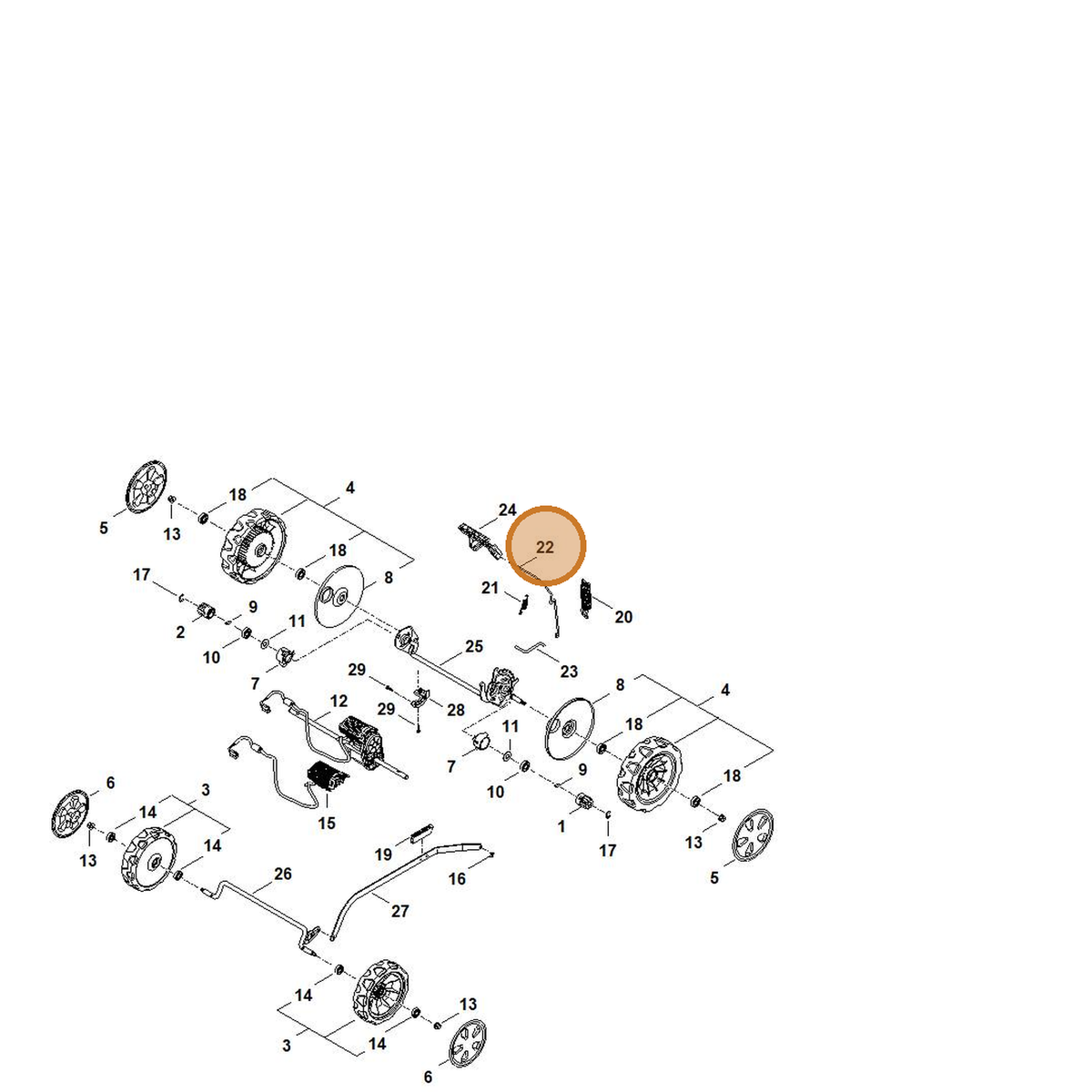 STIHL part WA41-703-6700 — IPL diagram snippet (6x zoom, amber highlight)