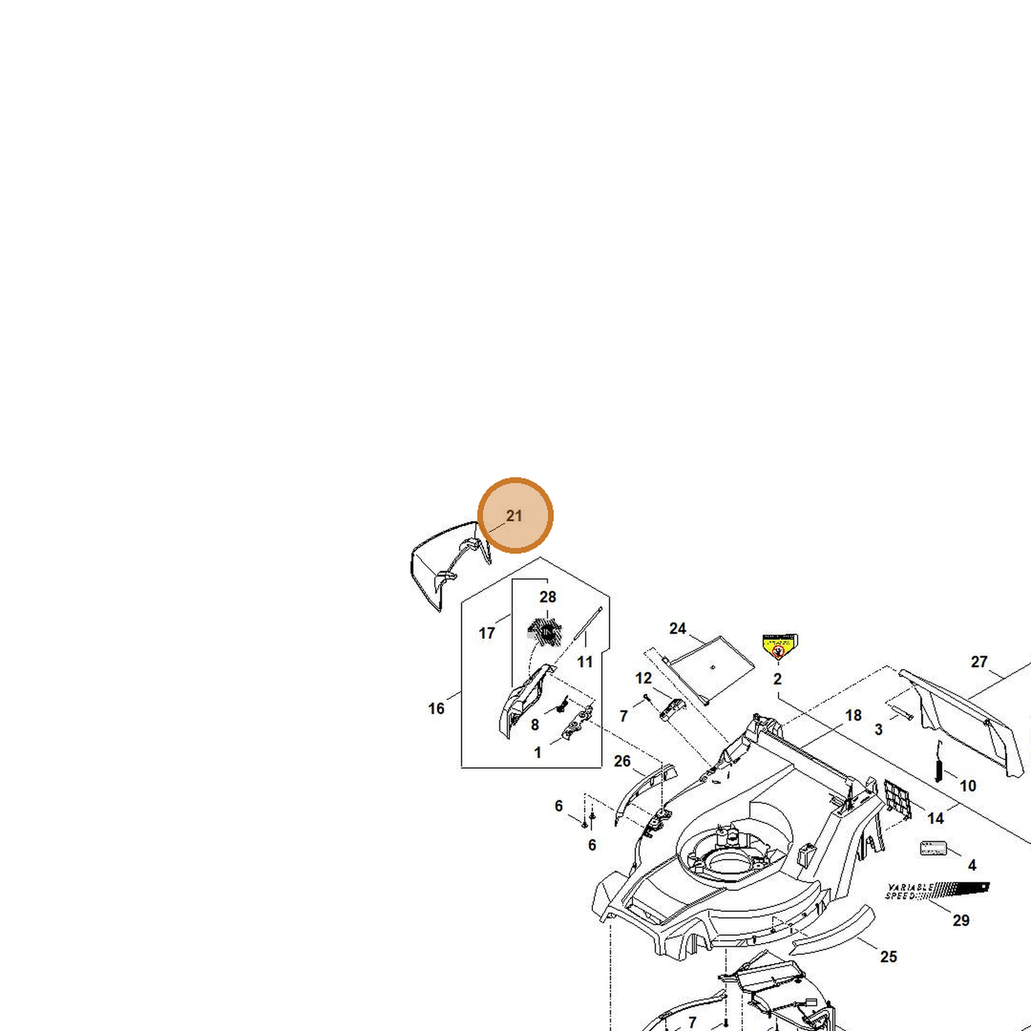 STIHL part WA41-706-0300 — IPL diagram snippet (6x zoom, amber highlight)