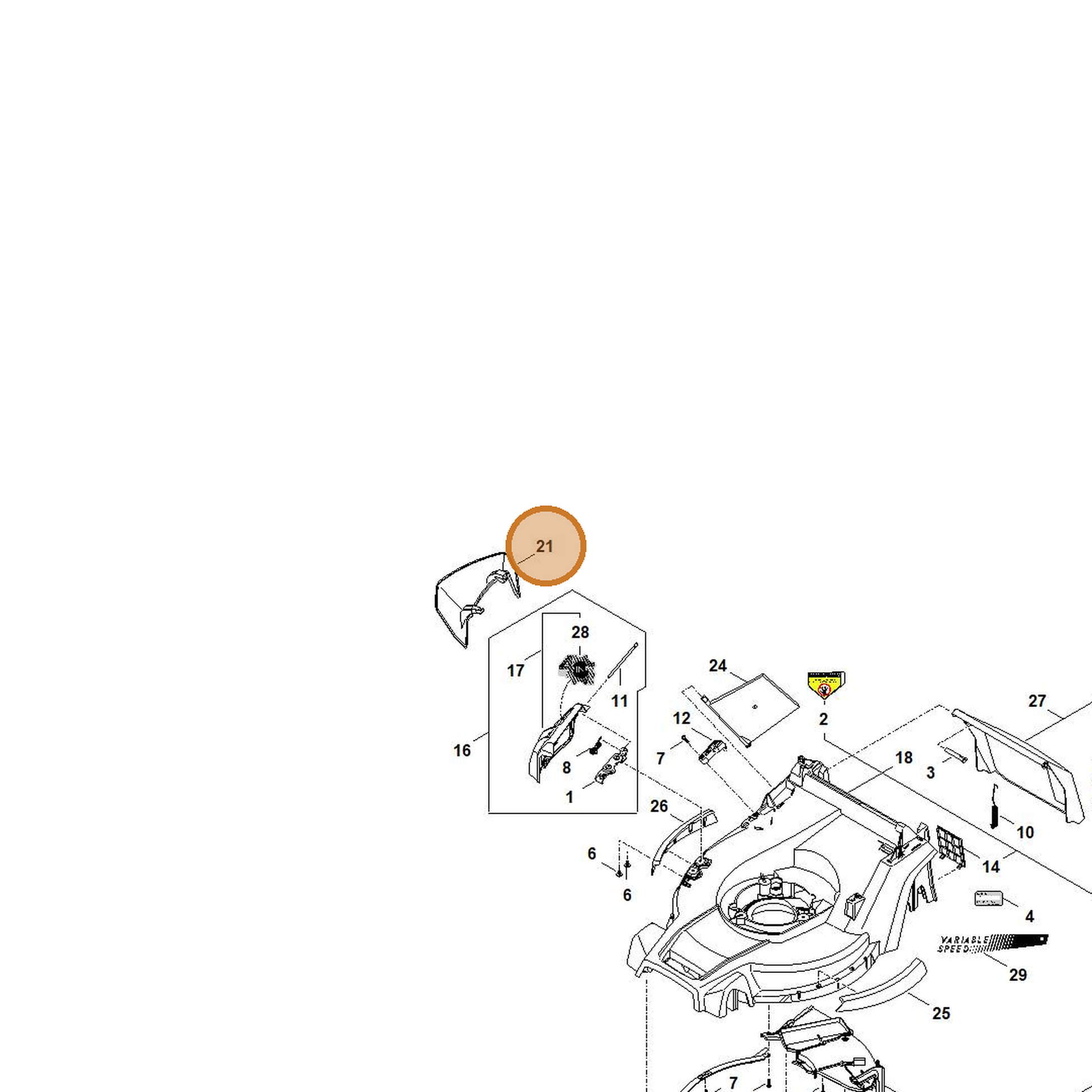 STIHL part WA41-706-0300 — IPL diagram snippet (6x zoom, amber highlight)