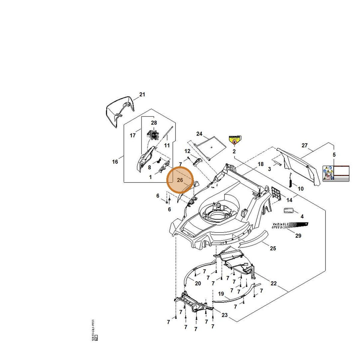 STIHL part WA41-706-7305 — IPL diagram snippet (6x zoom, amber highlight)