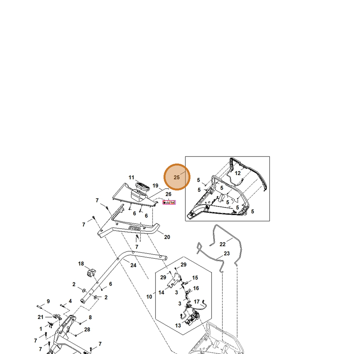 STIHL part WA41-780-3000 — IPL diagram snippet (6x zoom, amber highlight)