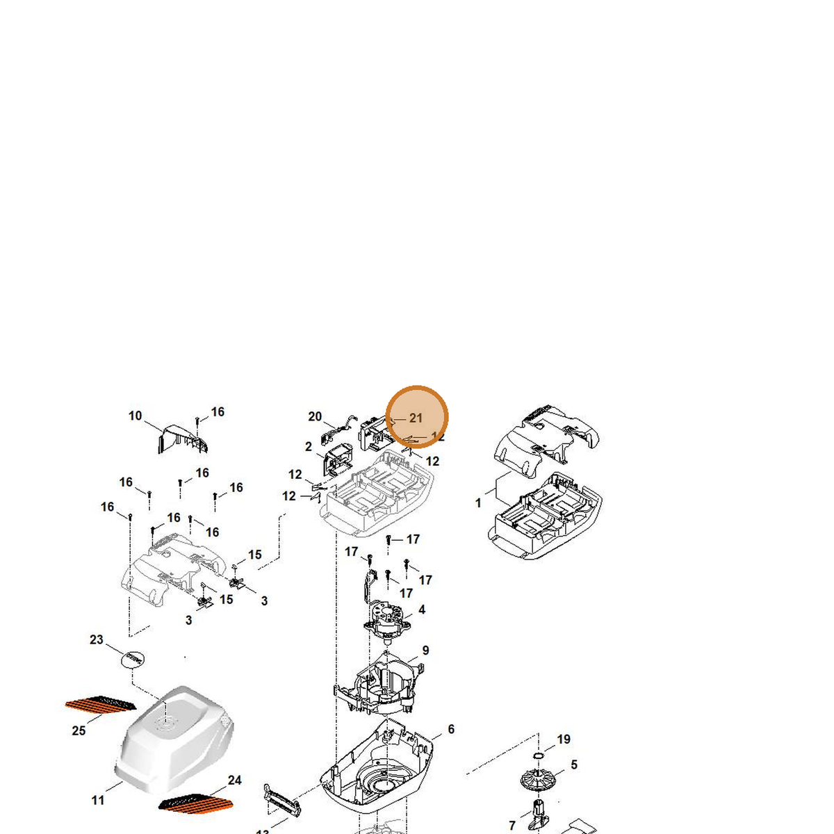 STIHL part WA42-430-1400 — IPL diagram snippet (6x zoom, amber highlight)