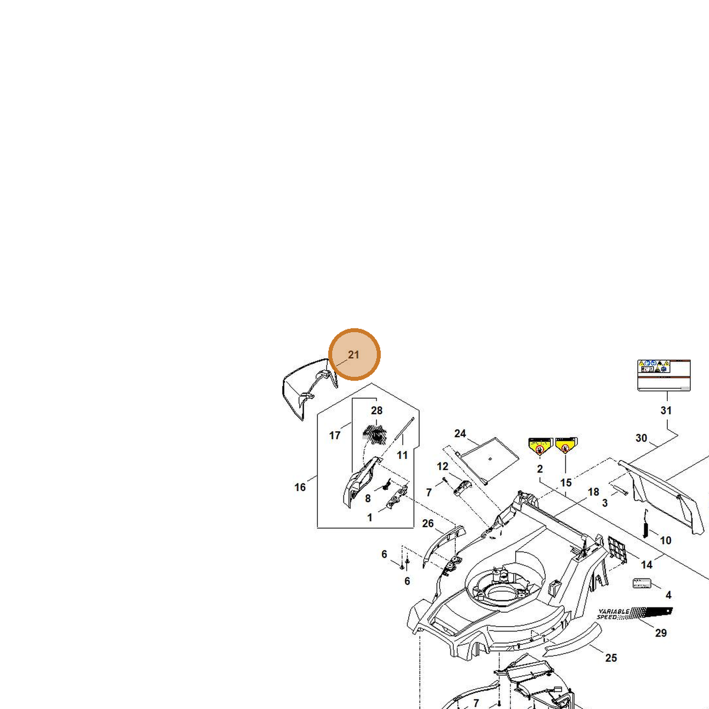 STIHL part WA42-706-0300 — IPL diagram snippet (6x zoom, amber highlight)