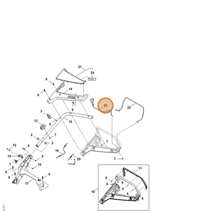 STIHL part WB41-764-0205 — IPL diagram snippet (6x zoom, amber highlight)