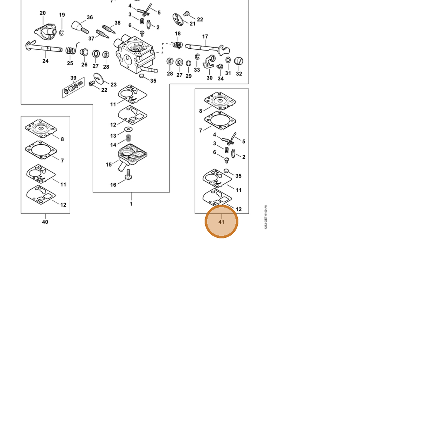 STIHL part Z000-001-K106 — IPL diagram snippet (6x zoom, amber highlight)