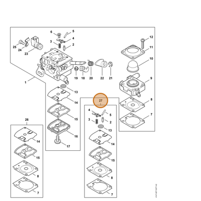 STIHL part Z000-001-K129 — IPL diagram snippet (6x zoom, amber highlight)