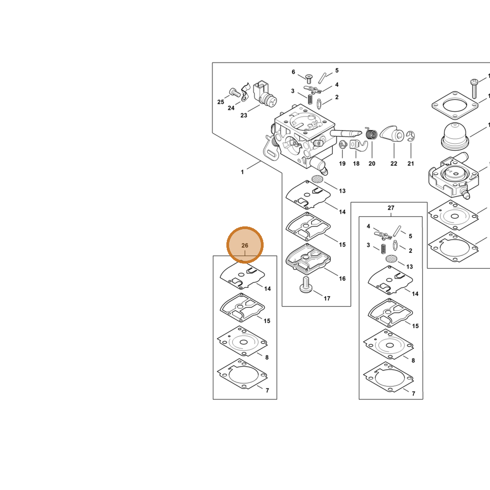 STIHL part Z000-003-K103 — IPL diagram snippet (6x zoom, amber highlight)