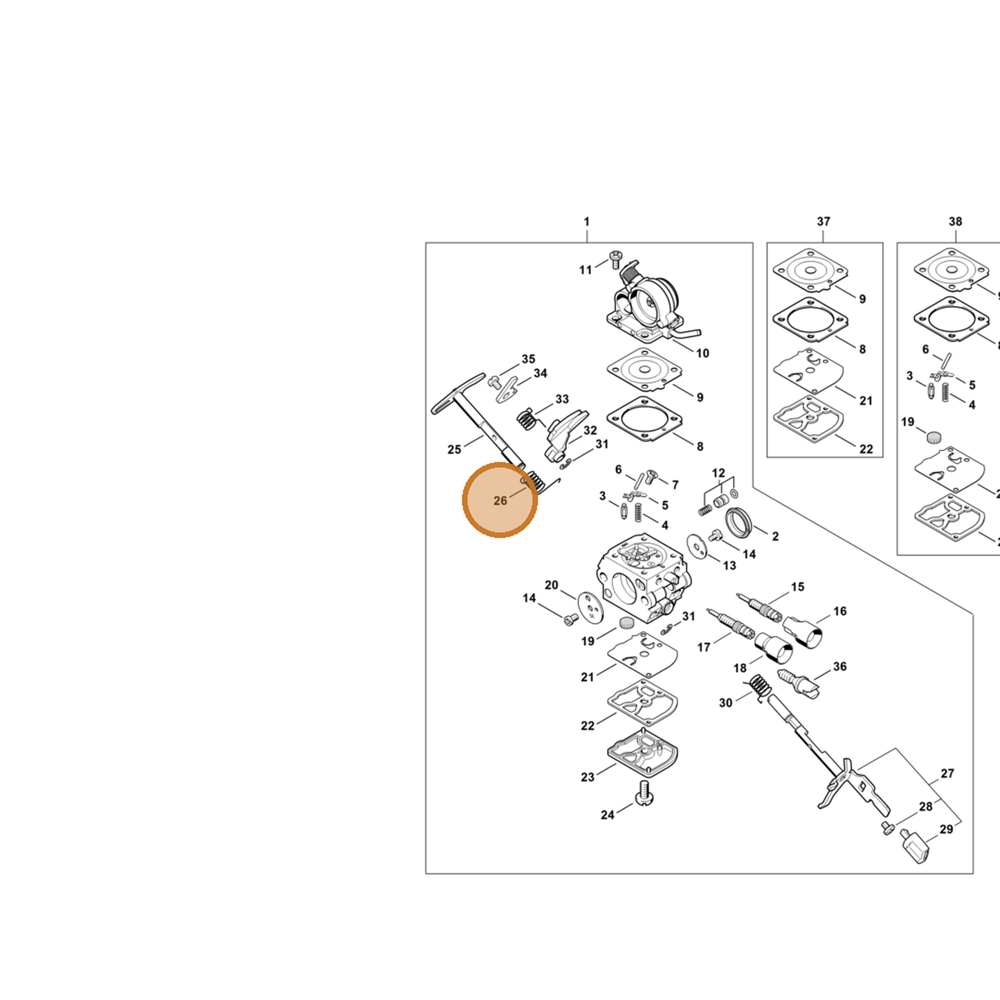 STIHL part Z000-013-Z041 — IPL diagram snippet (6x zoom, amber highlight)