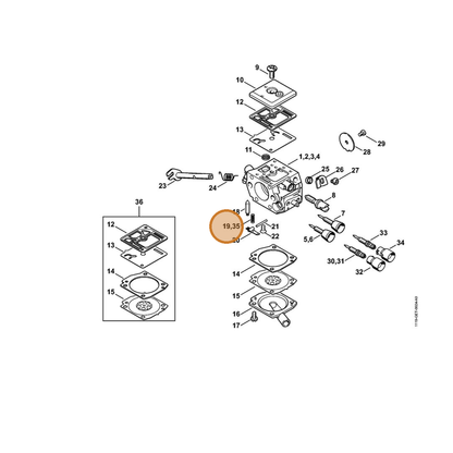STIHL part Z000-019-Z006 — IPL diagram snippet (6x zoom, amber highlight)