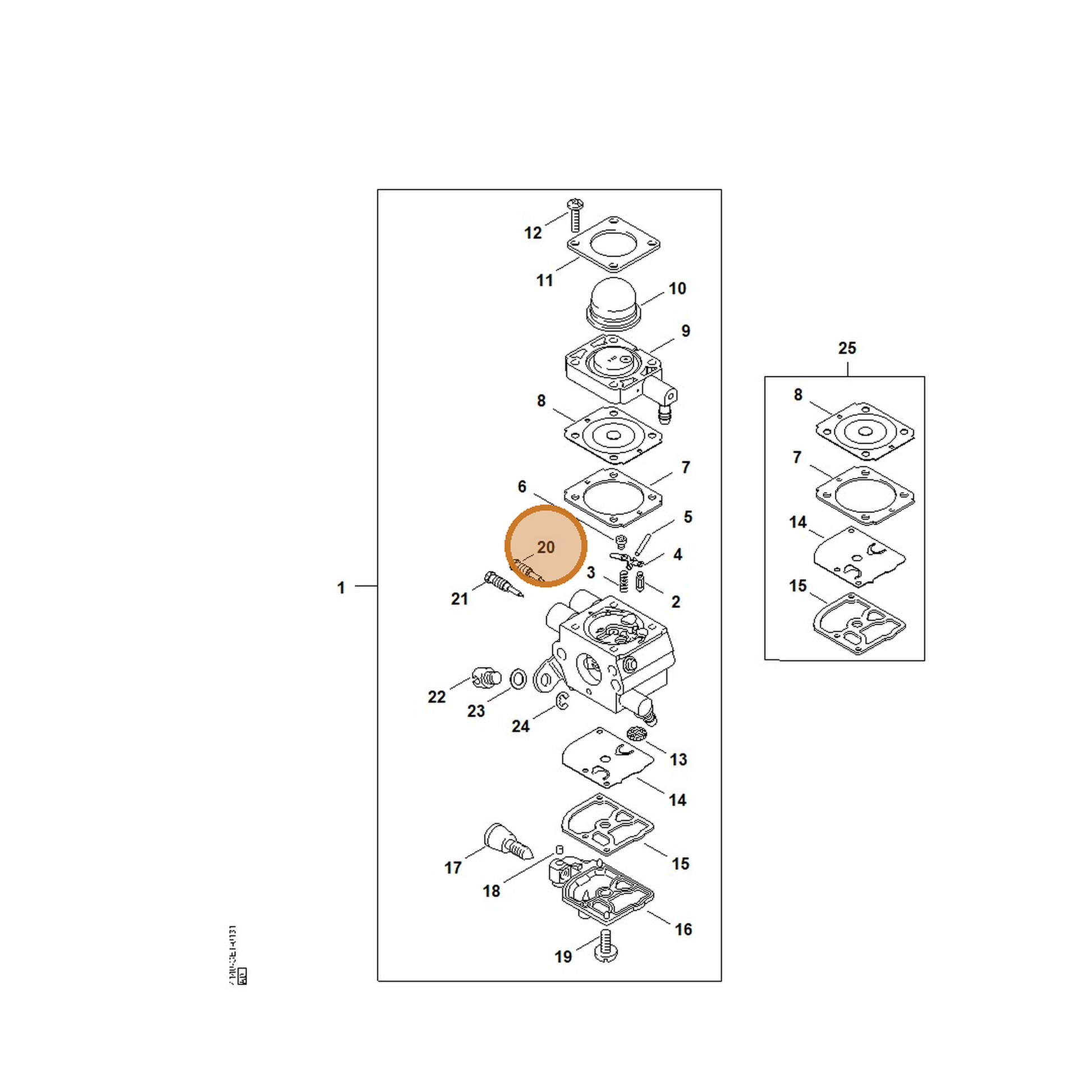 STIHL part Z000-030-Z007 — IPL diagram snippet (6x zoom, amber highlight)