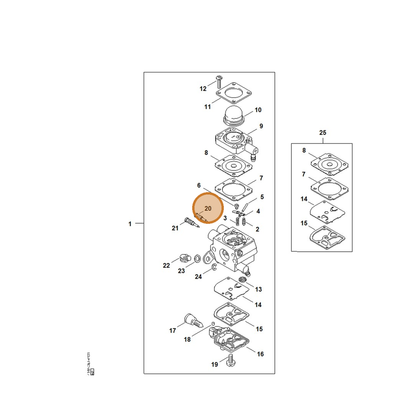 STIHL part Z000-030-Z007 — IPL diagram snippet (6x zoom, amber highlight)