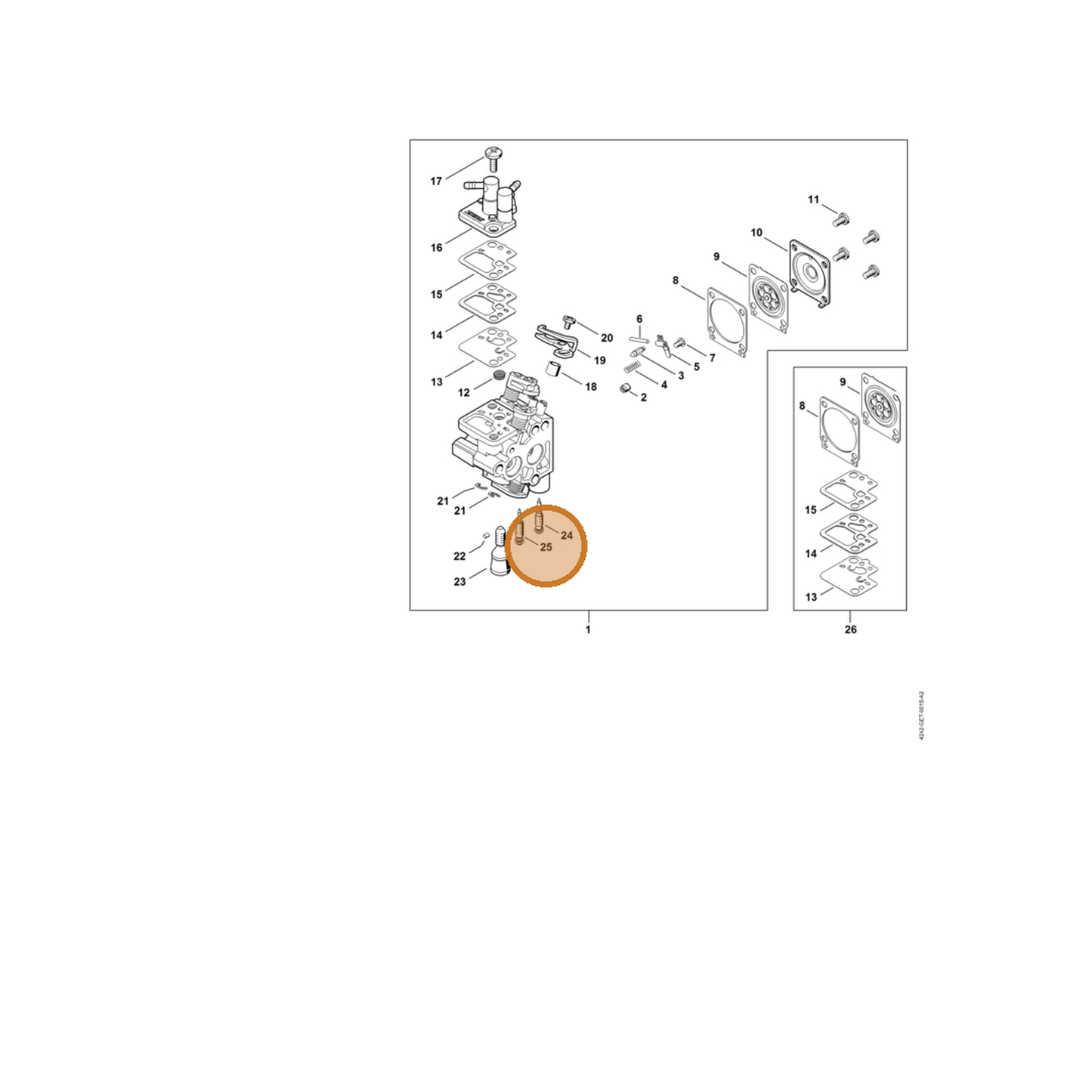 STIHL part Z000-030-Z008 — IPL diagram snippet (6x zoom, amber highlight)