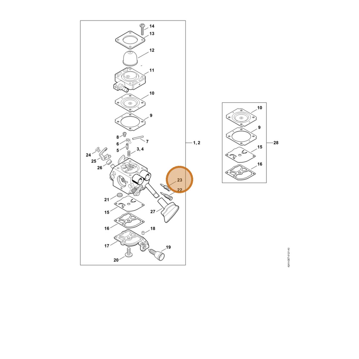 STIHL part Z000-030-Z011 — IPL diagram snippet (6x zoom, amber highlight)