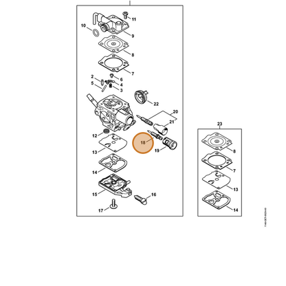 STIHL part Z000-030-Z019 — IPL diagram snippet (6x zoom, amber highlight)