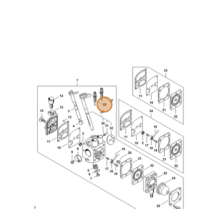 STIHL part Z000-031-Z007 — IPL diagram snippet (6x zoom, amber highlight)