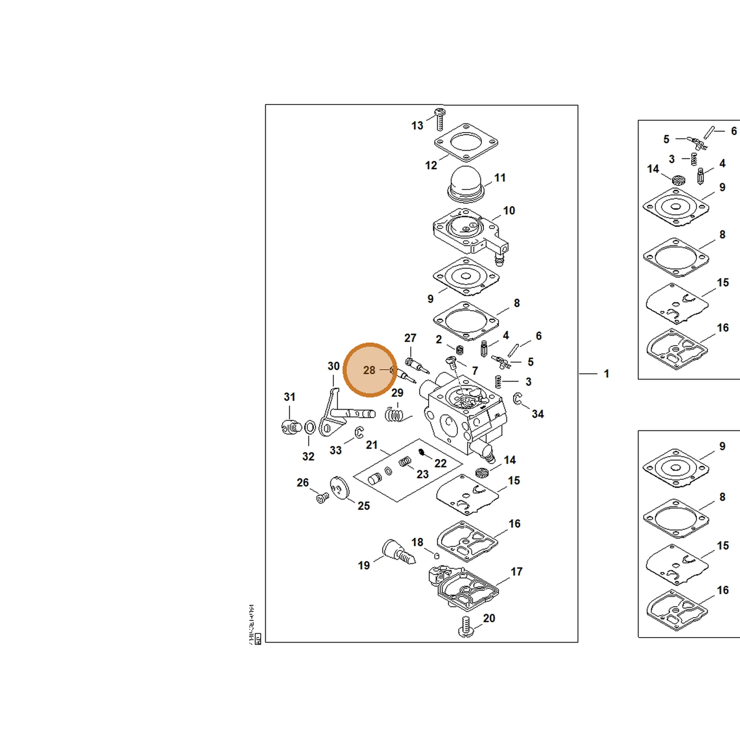 STIHL part Z000-031-Z009 — IPL diagram snippet (6x zoom, amber highlight)