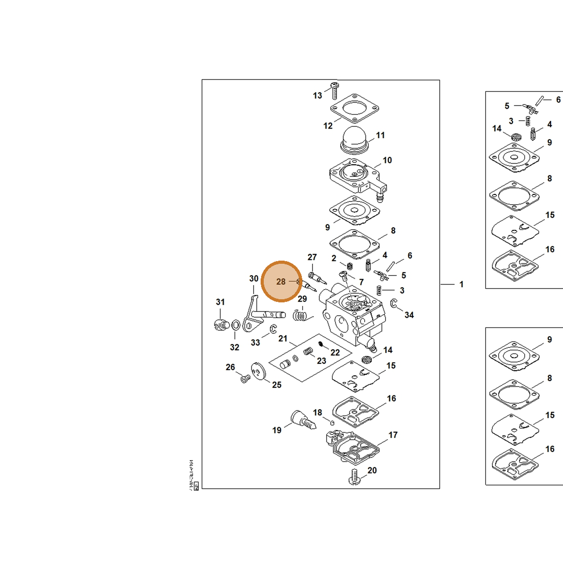 STIHL part Z000-031-Z009 — IPL diagram snippet (6x zoom, amber highlight)