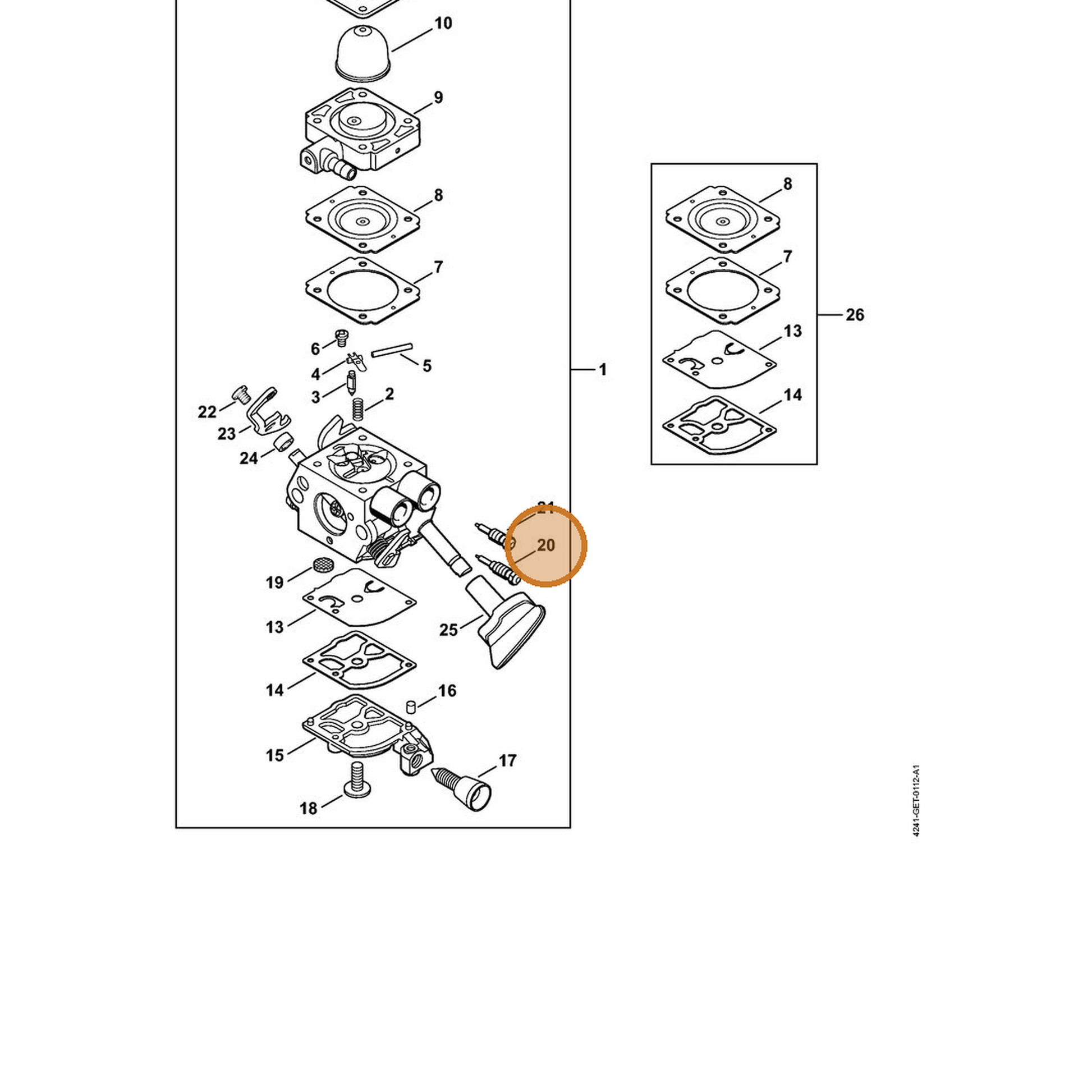 STIHL part Z000-031-Z013 — IPL diagram snippet (6x zoom, amber highlight)