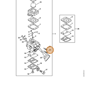 STIHL part Z000-031-Z013 — IPL diagram snippet (6x zoom, amber highlight)