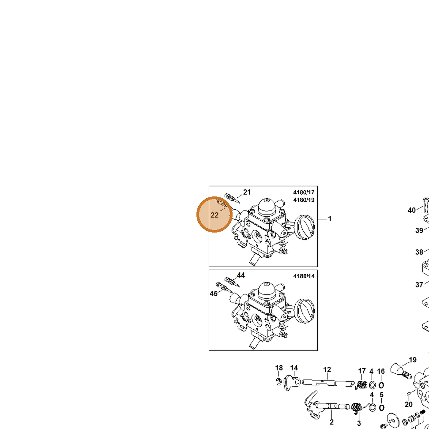 STIHL part Z000-031-Z039 — IPL diagram snippet (6x zoom, amber highlight)
