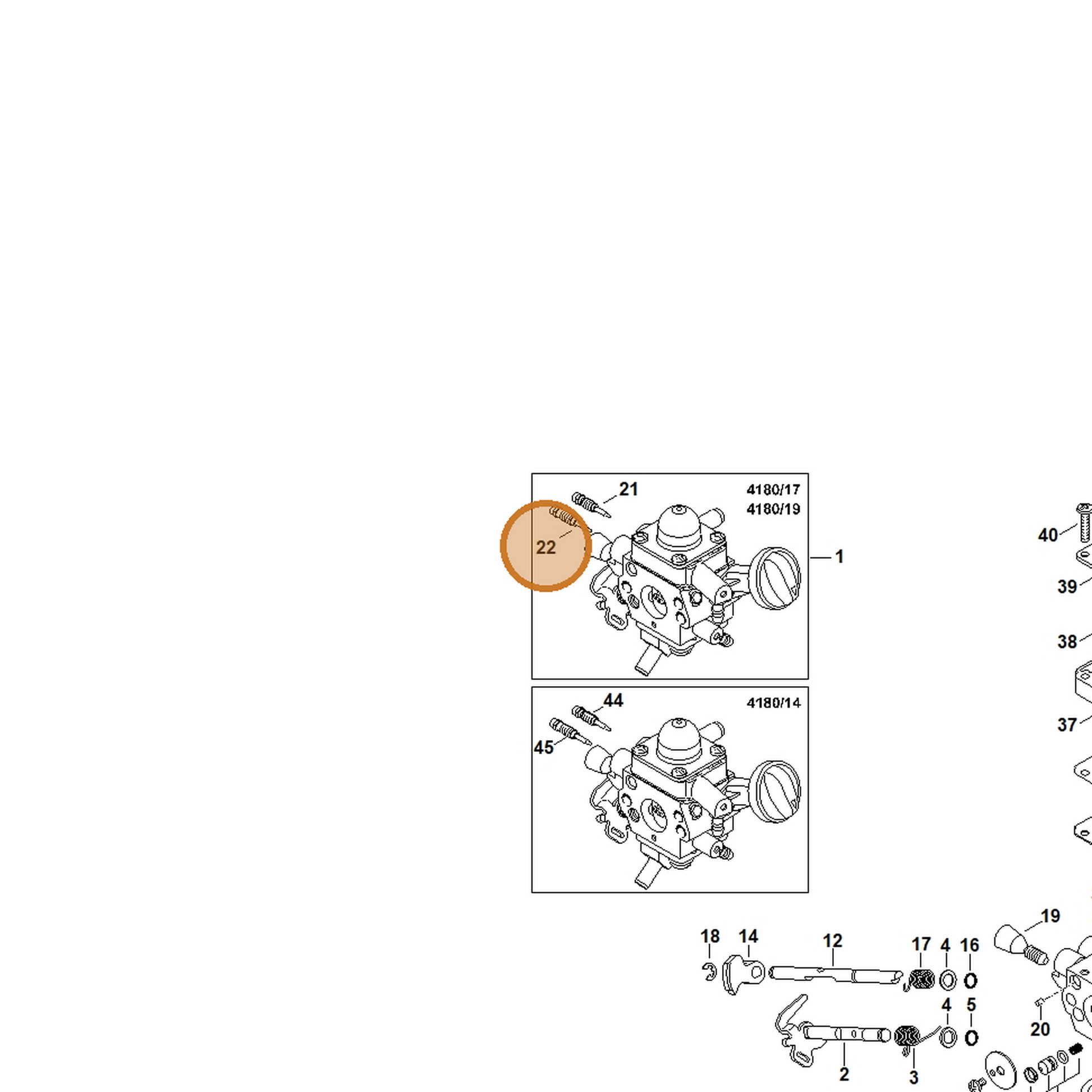 STIHL part Z000-031-Z039 — IPL diagram snippet (6x zoom, amber highlight)