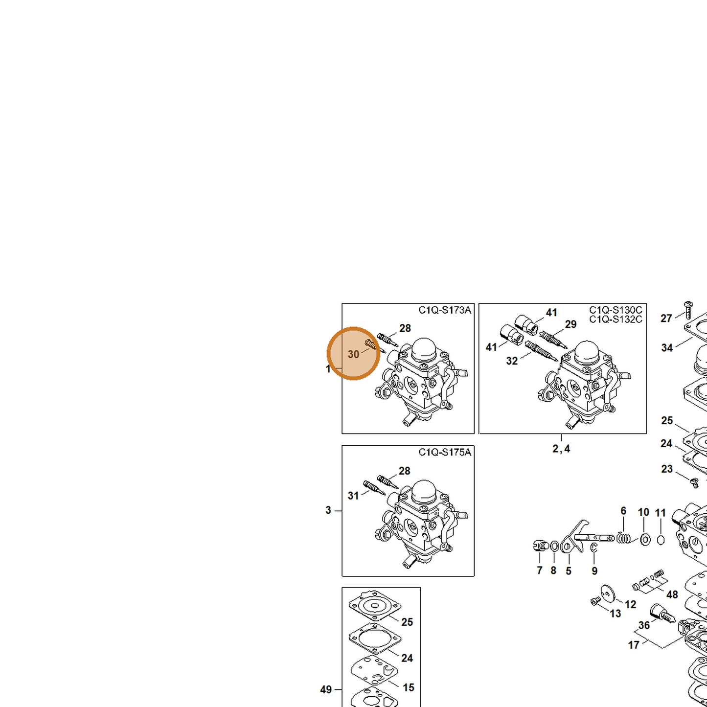 STIHL part Z000-031-Z089 — IPL diagram snippet (6x zoom, amber highlight)