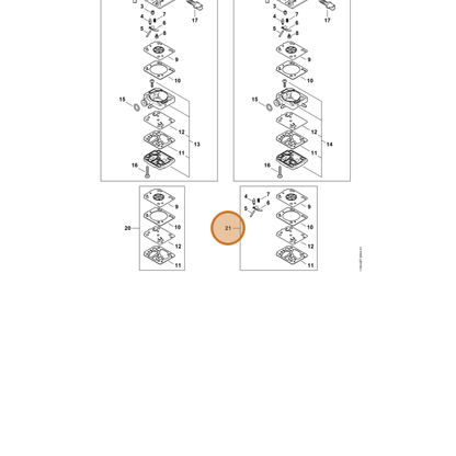 STIHL part Z010-001-K015 — IPL diagram snippet (6x zoom, amber highlight)