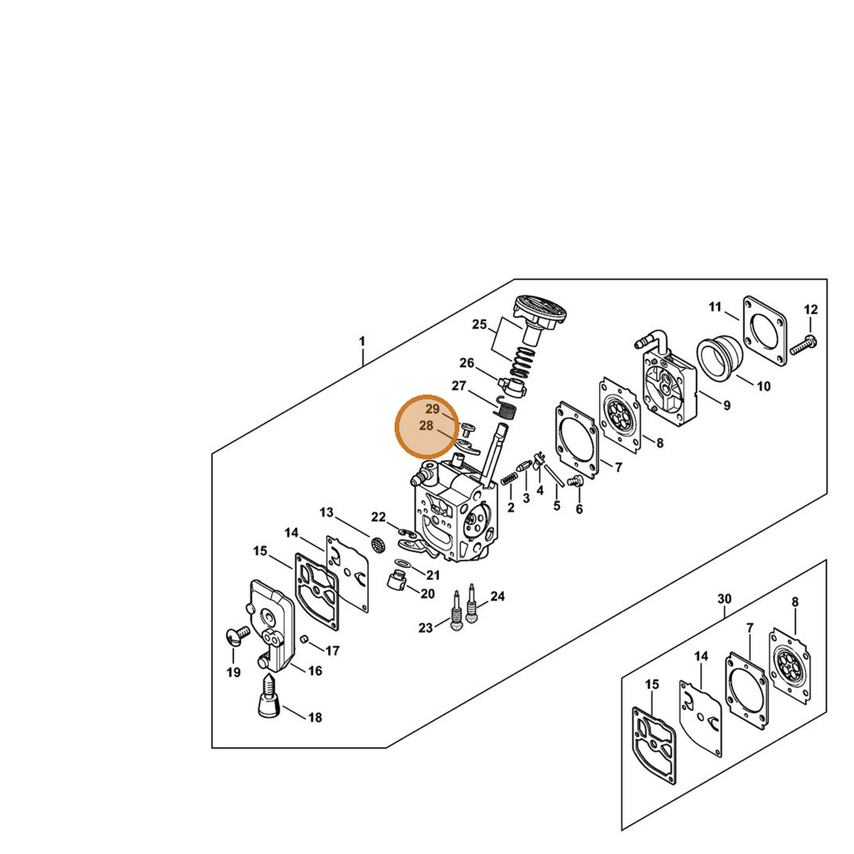 STIHL part Z010-012-Z004 — IPL diagram snippet (6x zoom, amber highlight)