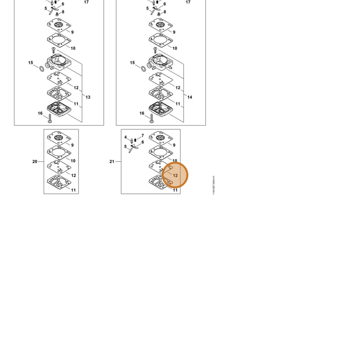 STIHL part Z010-022-Z000 — IPL diagram snippet (6x zoom, amber highlight)