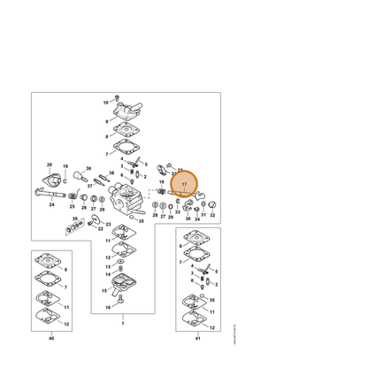STIHL part Z010-041-A004 — IPL diagram snippet (6x zoom, amber highlight)