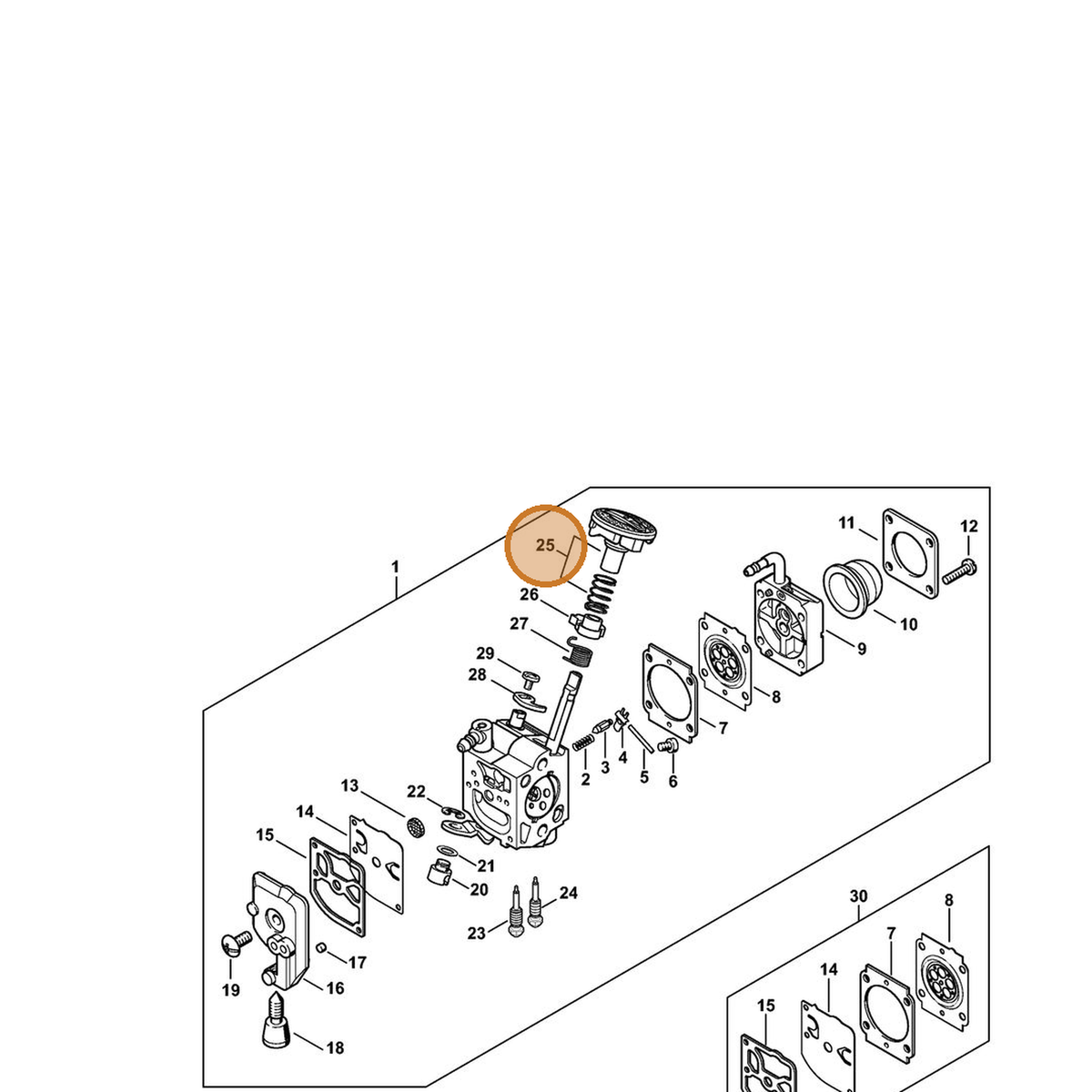 STIHL part Z010-042-K000 — IPL diagram snippet (6x zoom, amber highlight)