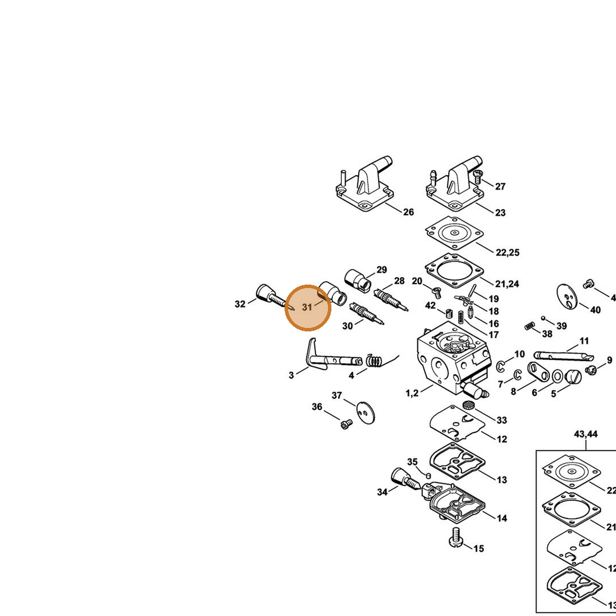 STIHL part Z010-061-Z013 — IPL diagram snippet (6x zoom, amber highlight)